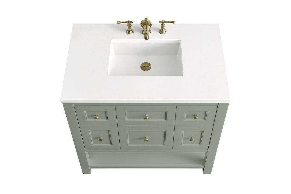 James Martin - Breckenridge 36" Single Vanity, Smokey Celadon w/ 3 CM White Zeus Top - 330-V36-SC-3WZ view 8