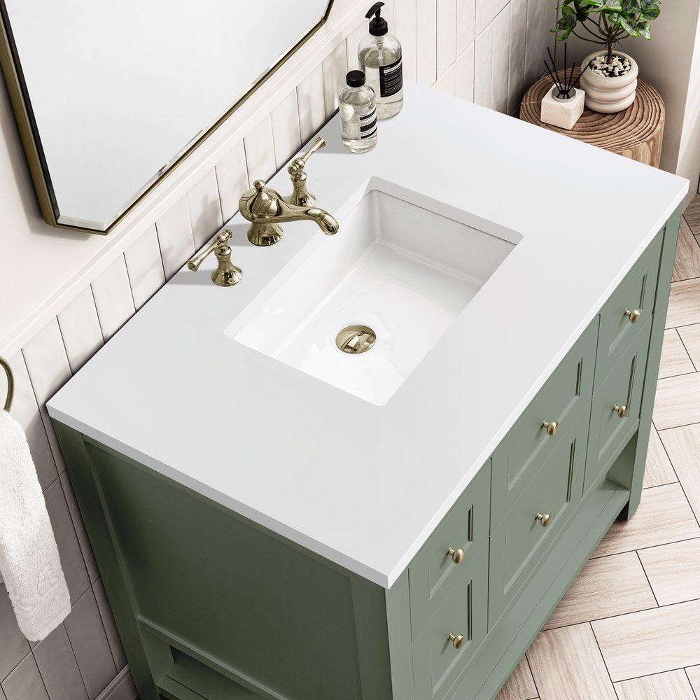 James Martin - Breckenridge 36" Single Vanity, Smokey Celadon w/ 3 CM White Zeus Top - 330-V36-SC-3WZ view 9