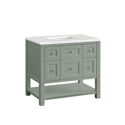 James Martin - Breckenridge 36" Single Vanity, Smokey Celadon w/ 3 CM White Zeus Top - 330-V36-SC-3WZ view 12