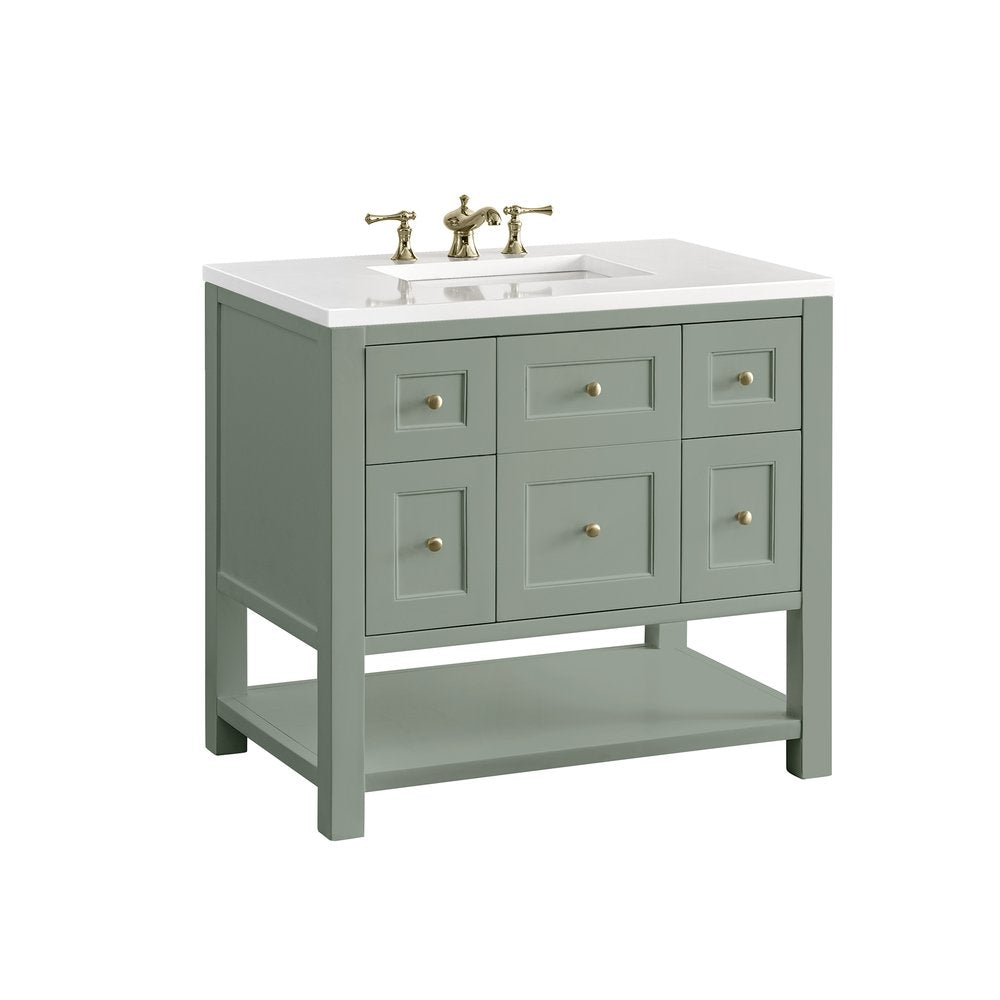 James Martin - Breckenridge 36" Single Vanity, Smokey Celadon w/ 3 CM White Zeus Top - 330-V36-SC-3WZ view 13