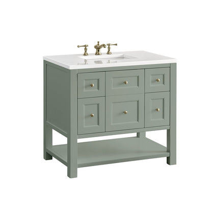 James Martin - Breckenridge 36" Single Vanity, Smokey Celadon w/ 3 CM White Zeus Top - 330-V36-SC-3WZ view 13