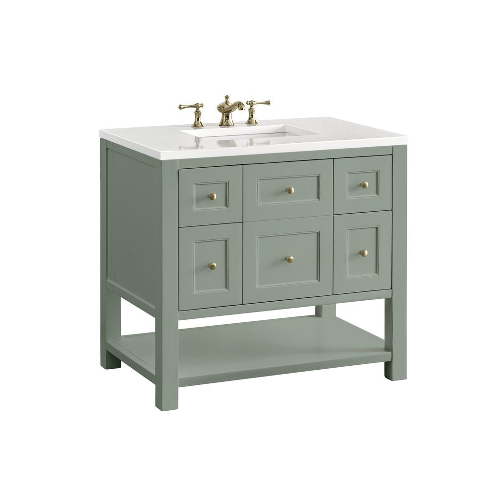 James Martin - Breckenridge 36" Single Vanity, Smokey Celadon w/ 3 CM White Zeus Top - 330-V36-SC-3WZ view 14