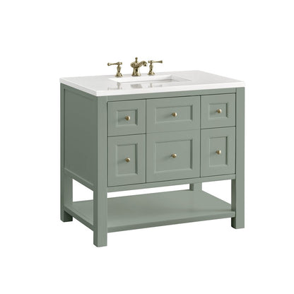 James Martin - Breckenridge 36" Single Vanity, Smokey Celadon w/ 3 CM White Zeus Top - 330-V36-SC-3WZ view 14