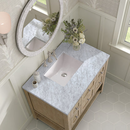 James Martin - Breckenridge 36" Single Vanity, Whitewashed Oak w/ 3 CM Carrara White Marble Top - 330-V36-WWO-3CAR view 7