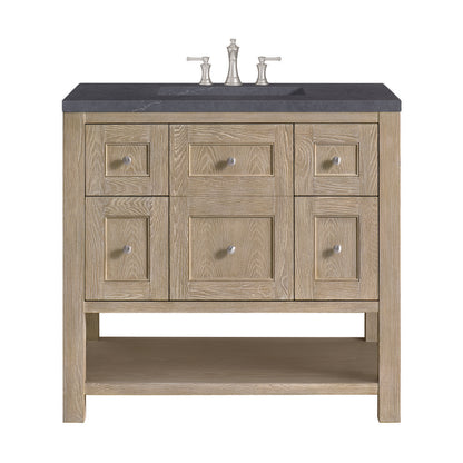 James Martin - Breckenridge 36" Single Vanity, Whitewashed Oak w/ 3 CM Charcoal Soapstone Silestone Top - 330-V36-WWO-3CSP view 1