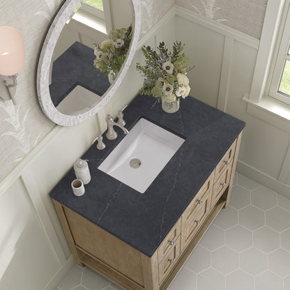 James Martin - Breckenridge 36" Single Vanity, Whitewashed Oak w/ 3 CM Charcoal Soapstone Silestone Top - 330-V36-WWO-3CSP view 7