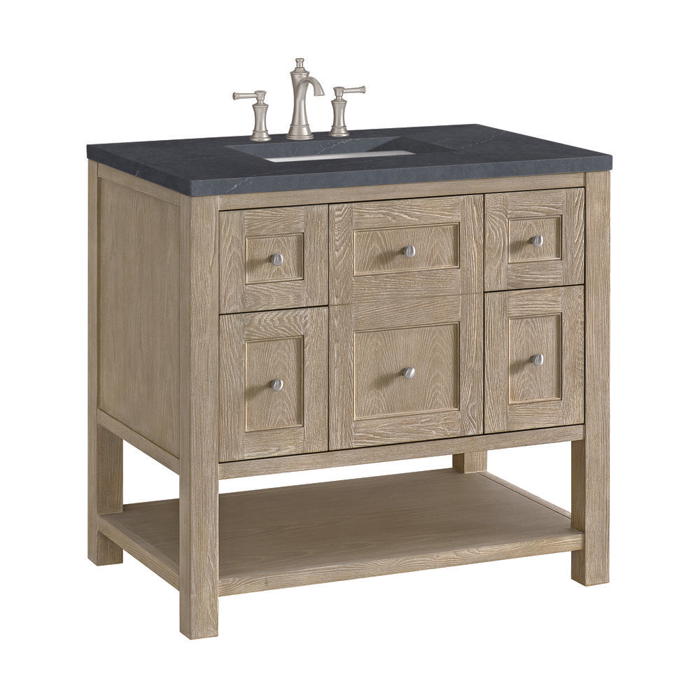 James Martin - Breckenridge 36" Single Vanity, Whitewashed Oak w/ 3 CM Charcoal Soapstone Silestone Top - 330-V36-WWO-3CSP view 9