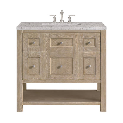 James Martin - Breckenridge 36" Single Vanity, Whitewashed Oak w/ 3 CM Eternal Jasmine Pearl Silestone Top - 330-V36-WWO-3EJP view 1