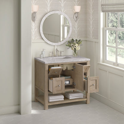James Martin - Breckenridge 36" Single Vanity, Whitewashed Oak w/ 3 CM Eternal Jasmine Pearl Silestone Top - 330-V36-WWO-3EJP view 5