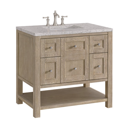 James Martin - Breckenridge 36" Single Vanity, Whitewashed Oak w/ 3 CM Eternal Jasmine Pearl Silestone Top - 330-V36-WWO-3EJP view 9