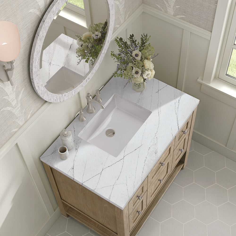 James Martin - Breckenridge 36" Single Vanity, Whitewashed Oak w/ 3 CM Ethereal Noctis Silestone Top - 330-V36-WWO-3ENC view 7