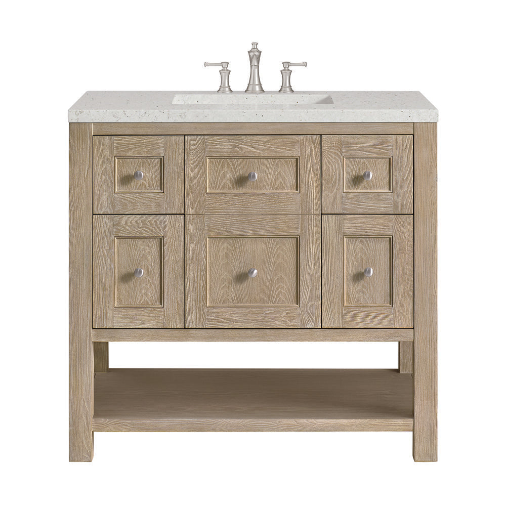 James Martin - Breckenridge 36" Single Vanity, Whitewashed Oak w/ 3 CM Lime Delight Silestone Top - 330-V36-WWO-3LDL view 1