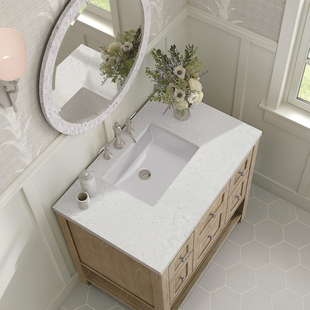 James Martin - Breckenridge 36" Single Vanity, Whitewashed Oak w/ 3 CM Lime Delight Silestone Top - 330-V36-WWO-3LDL view 7
