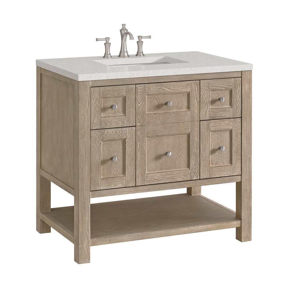 James Martin - Breckenridge 36" Single Vanity, Whitewashed Oak w/ 3 CM Lime Delight Silestone Top - 330-V36-WWO-3LDL view 9