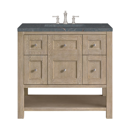 James Martin - Breckenridge 36" Single Vanity, Whitewashed Oak w/ 3 CM Parisien Bleu Silestone Top - 330-V36-WWO-3PBL view 1