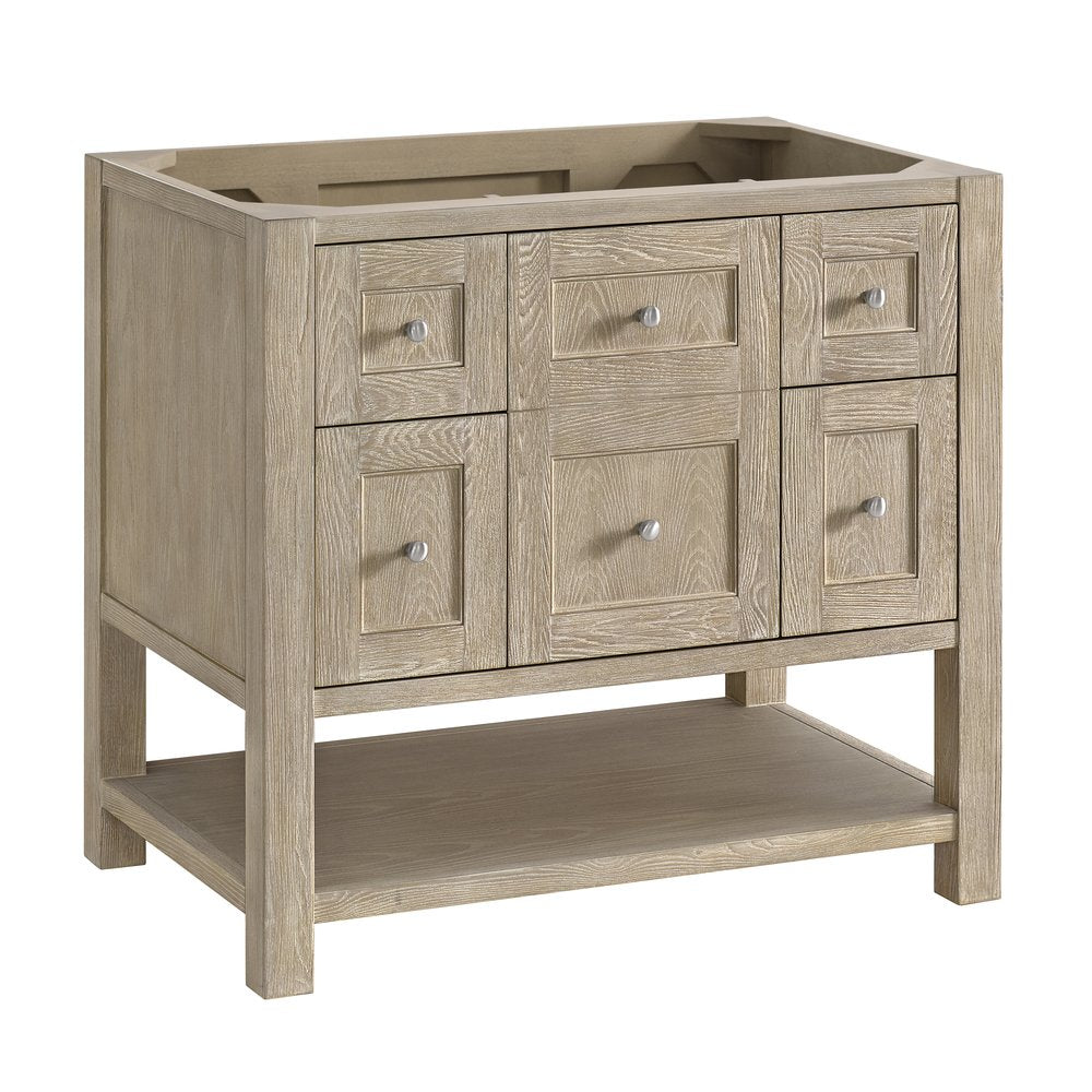 James Martin - Breckenridge 36" Single Vanity, Whitewashed Oak w/ 3 CM Parisien Bleu Silestone Top - 330-V36-WWO-3PBL view 2