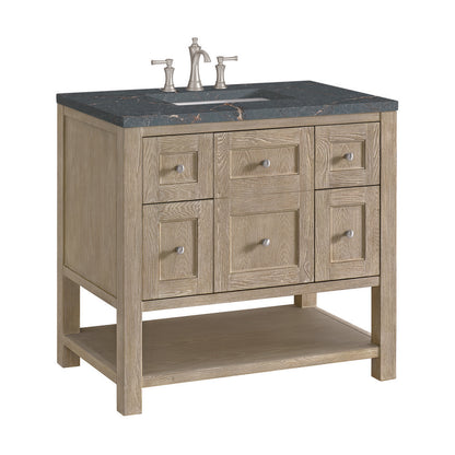 James Martin - Breckenridge 36" Single Vanity, Whitewashed Oak w/ 3 CM Parisien Bleu Silestone Top - 330-V36-WWO-3PBL view 9