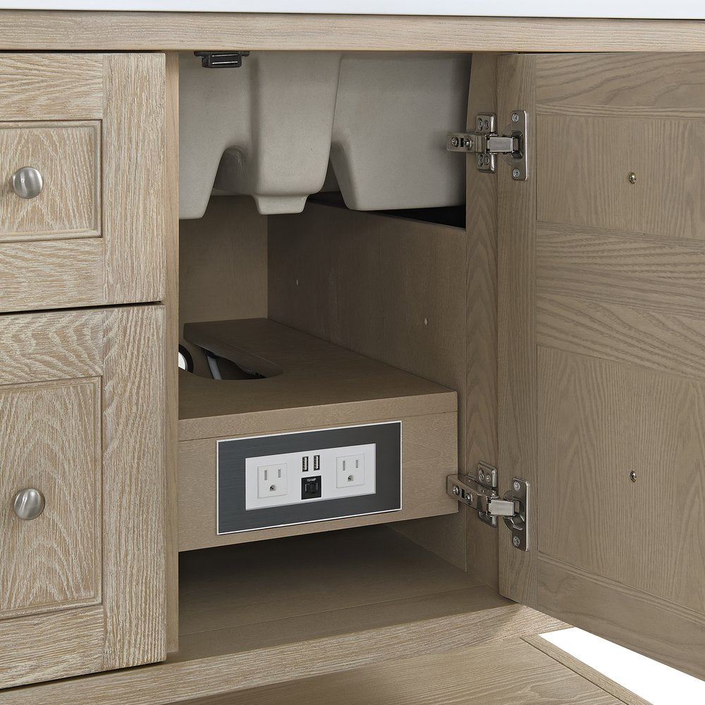 James Martin - Breckenridge 36" Single Vanity, Whitewashed Oak w/ 3 CM Parisien Bleu Silestone Top - 330-V36-WWO-3PBL view 11