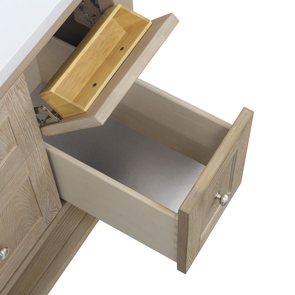 James Martin - Breckenridge 36" Single Vanity, Whitewashed Oak w/ 3 CM Parisien Bleu Silestone Top - 330-V36-WWO-3PBL view 12