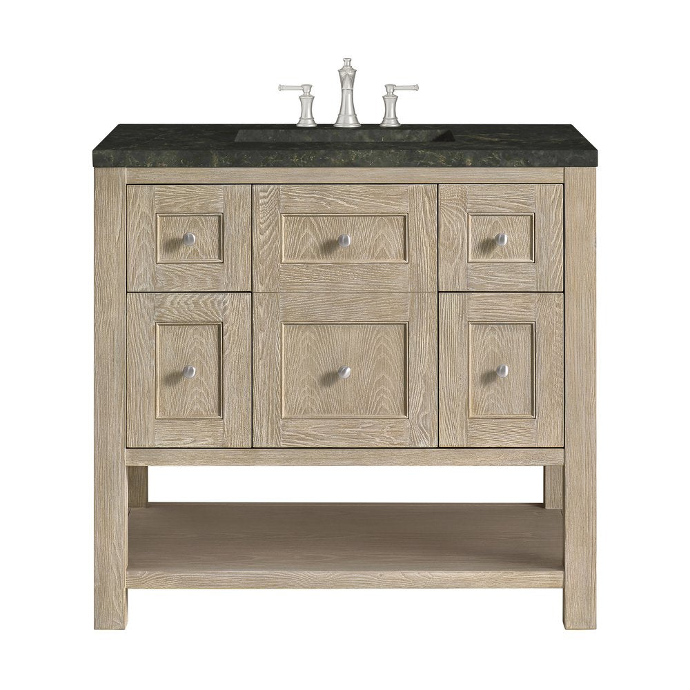 James Martin - Breckenridge 36" Single Vanity, Whitewashed Oak, w/ 3 CM Phantome Eclos Top - 330-V36-WWO-3PHT view 1