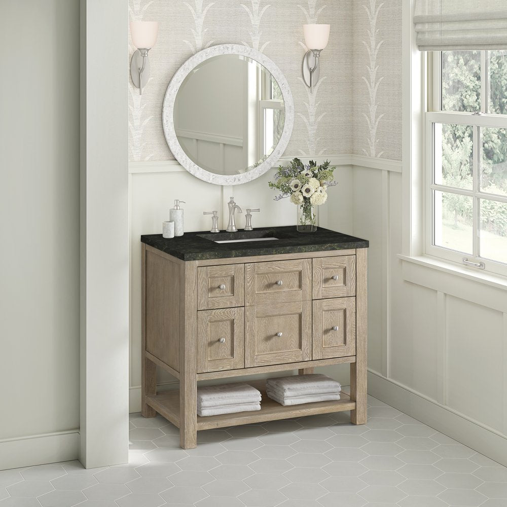 James Martin - Breckenridge 36" Single Vanity, Whitewashed Oak, w/ 3 CM Phantome Eclos Top - 330-V36-WWO-3PHT view 4