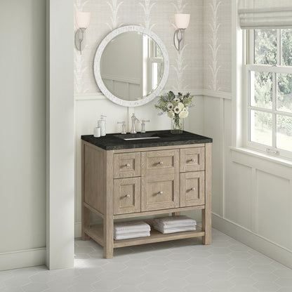 James Martin - Breckenridge 36" Single Vanity, Whitewashed Oak, w/ 3 CM Phantome Eclos Top - 330-V36-WWO-3PHT view 4