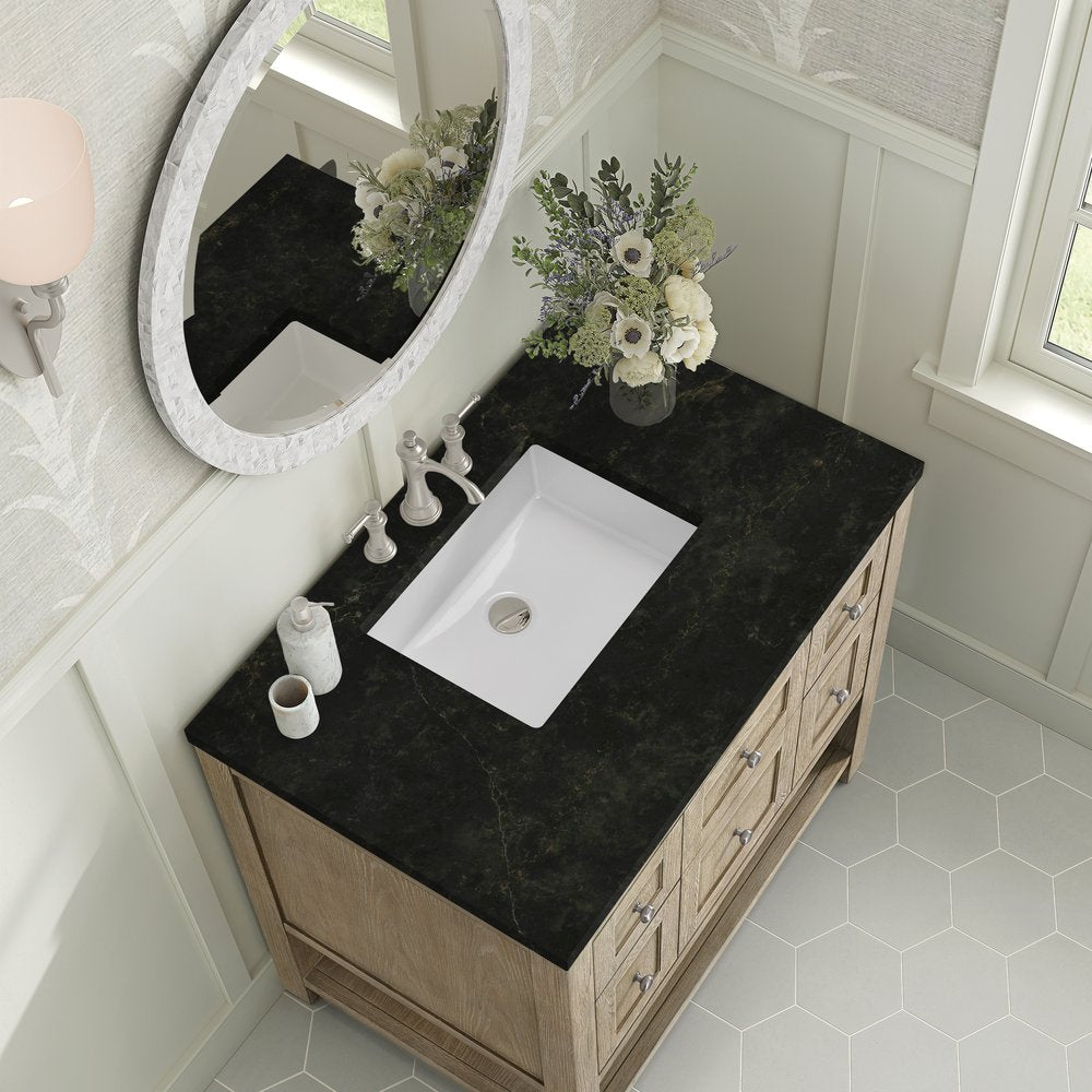 James Martin - Breckenridge 36" Single Vanity, Whitewashed Oak, w/ 3 CM Phantome Eclos Top - 330-V36-WWO-3PHT view 7