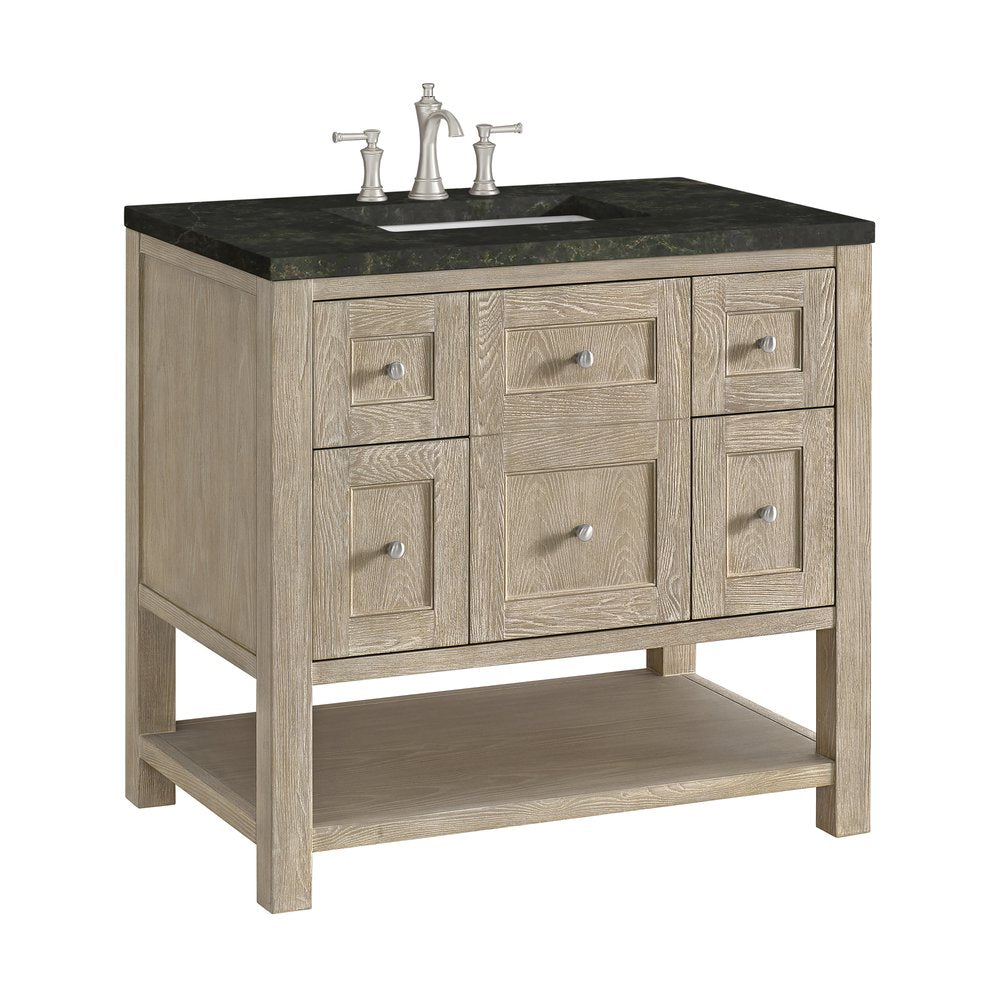 James Martin - Breckenridge 36" Single Vanity, Whitewashed Oak, w/ 3 CM Phantome Eclos Top - 330-V36-WWO-3PHT view 9