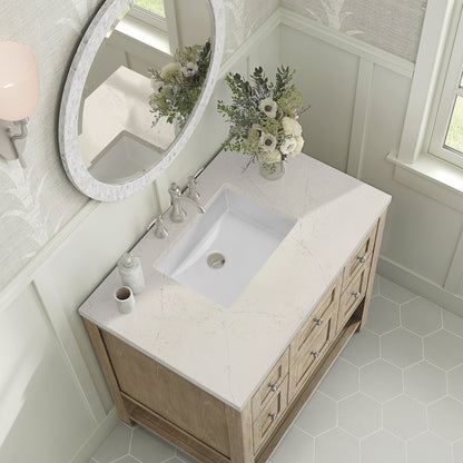 James Martin - Breckenridge 36" Single Vanity, Whitewashed Oak, w/ 3 CM Siberian Silestone Top - 330-V36-WWO-3SFR view 7