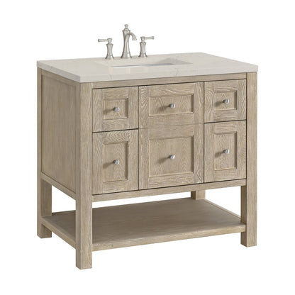 James Martin - Breckenridge 36" Single Vanity, Whitewashed Oak, w/ 3 CM Siberian Silestone Top - 330-V36-WWO-3SFR view 9