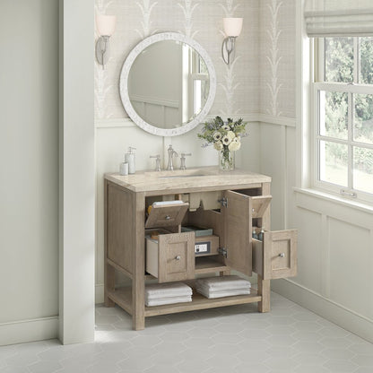 James Martin - Breckenridge 36" Single Vanity, Whitewashed Oak, w/ 3 CM Tajnar Eclos Top - 330-V36-WWO-3TJR view 5