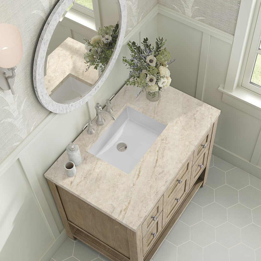 James Martin - Breckenridge 36" Single Vanity, Whitewashed Oak, w/ 3 CM Tajnar Eclos Top - 330-V36-WWO-3TJR view 7