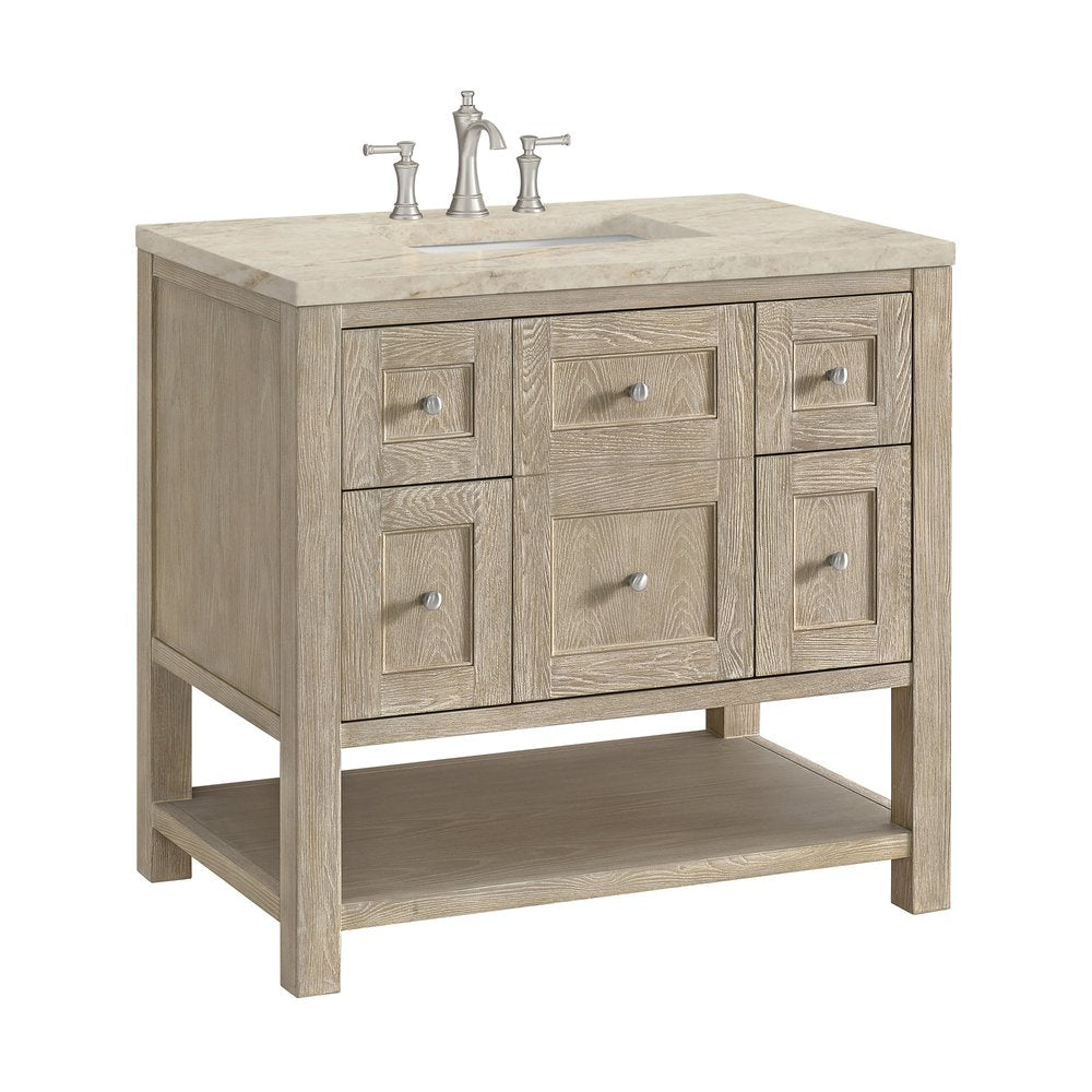 James Martin - Breckenridge 36" Single Vanity, Whitewashed Oak, w/ 3 CM Tajnar Eclos Top - 330-V36-WWO-3TJR view 9