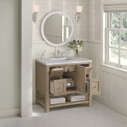 James Martin - Breckenridge 36" Single Vanity, Whitewashed Oak w/ 3 CM Victorian Silver Silestone Top - 330-V36-WWO-3VSL view 5