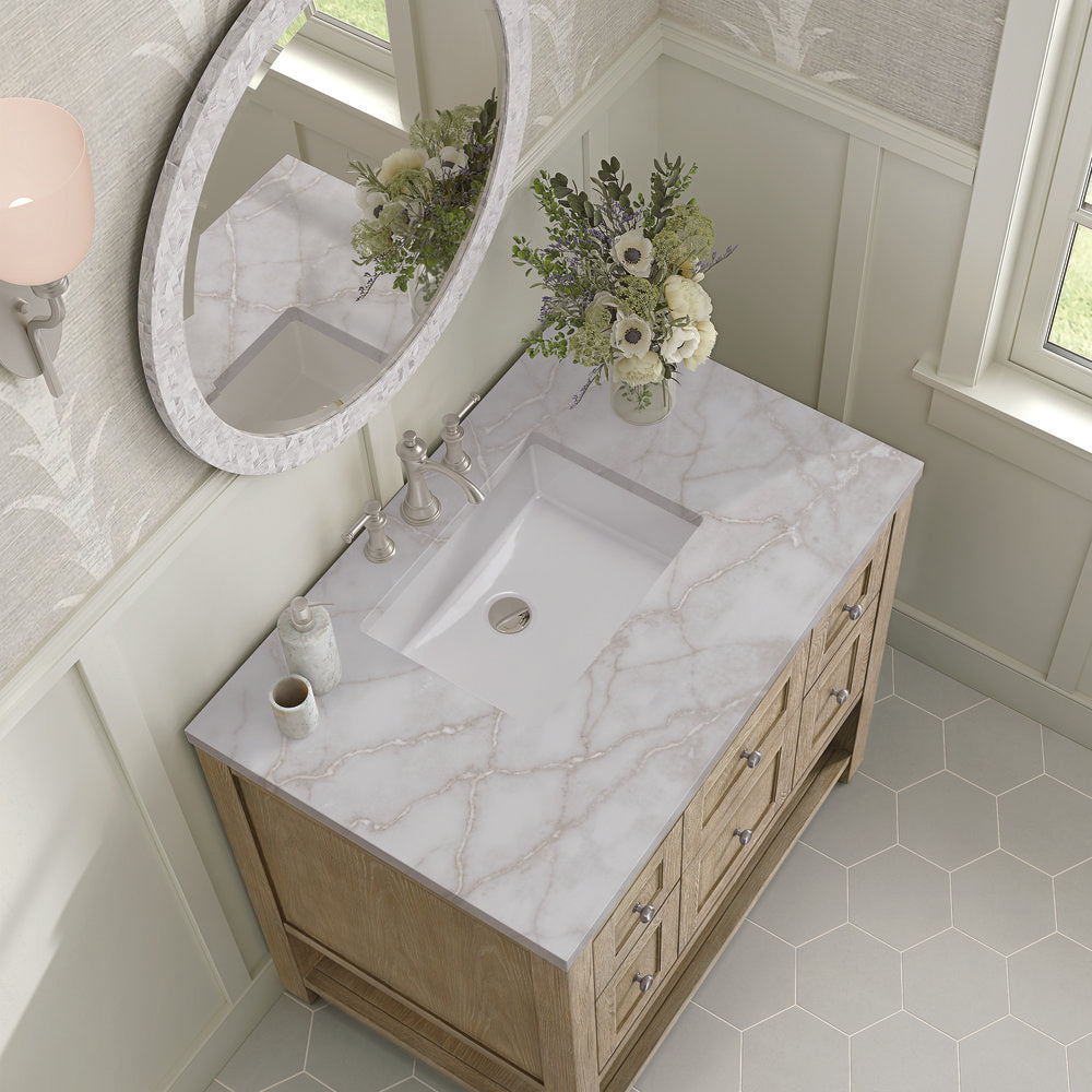 James Martin - Breckenridge 36" Single Vanity, Whitewashed Oak w/ 3 CM Victorian Silver Silestone Top - 330-V36-WWO-3VSL view 7