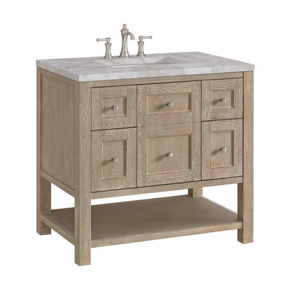 James Martin - Breckenridge 36" Single Vanity, Whitewashed Oak w/ 3 CM Victorian Silver Silestone Top - 330-V36-WWO-3VSL view 9