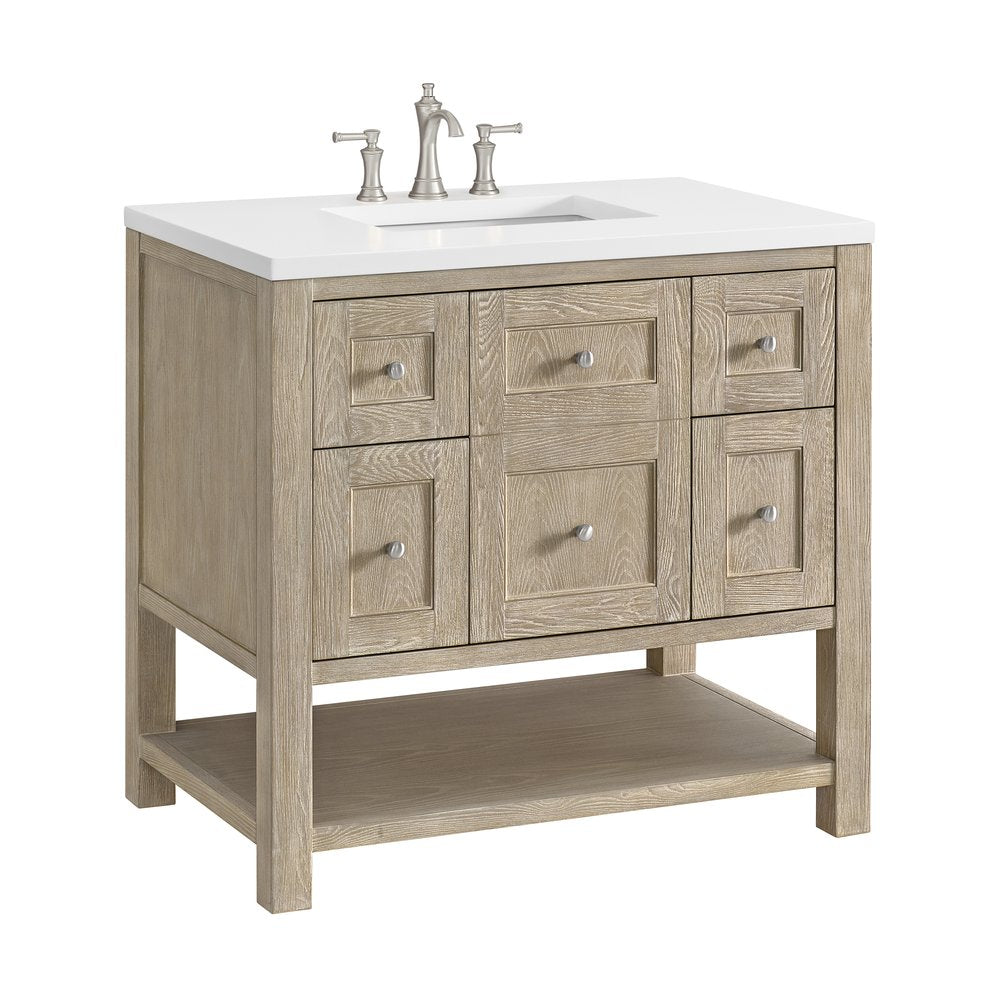 James Martin - Breckenridge 36" Single Vanity, Whitewashed Oak w/ 3 CM White Zeus Silestone Top - 330-V36-WWO-3WZ view 10