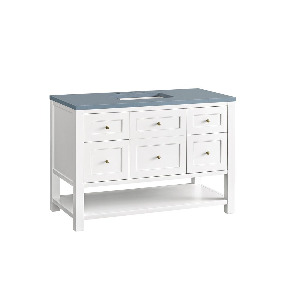 James Martin - Breckenridge 48" Single Vanity, Bright White w/ 3 CM Cala Blue Top - 330-V48-BW-3CBL view 10