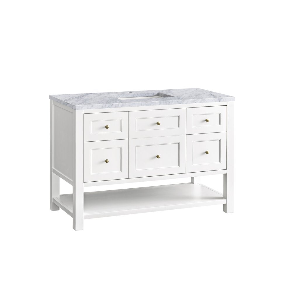James Martin - Breckenridge 48" Single Vanity, Bright White w/ 3 CM Carrara Marble Top - 330-V48-BW-3CAR view 10