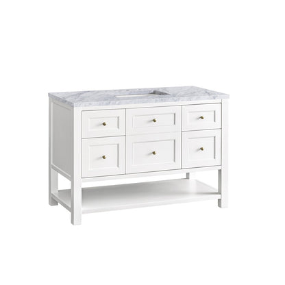 James Martin - Breckenridge 48" Single Vanity, Bright White w/ 3 CM Carrara Marble Top - 330-V48-BW-3CAR view 10