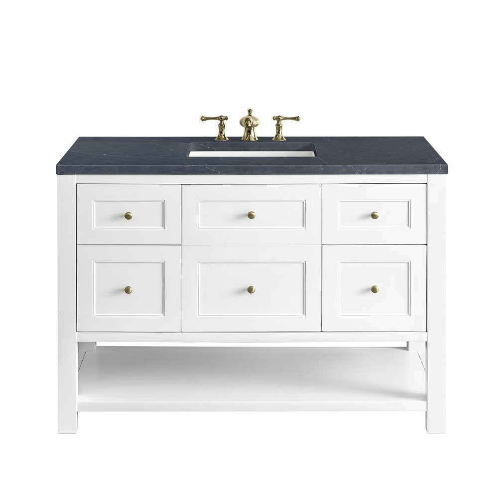 James Martin - Breckenridge 48" Single Vanity, Bright White w/ 3 CM Charcoal Soapstone Top - 330-V48-BW-3CSP view 1