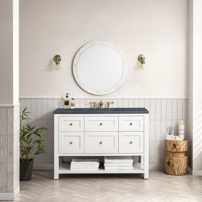 James Martin - Breckenridge 48" Single Vanity, Bright White w/ 3 CM Charcoal Soapstone Top - 330-V48-BW-3CSP view 3