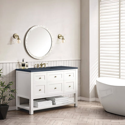 James Martin - Breckenridge 48" Single Vanity, Bright White w/ 3 CM Charcoal Soapstone Top - 330-V48-BW-3CSP view 4
