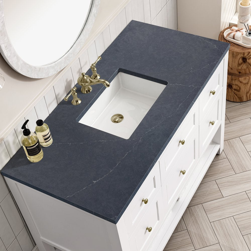 James Martin - Breckenridge 48" Single Vanity, Bright White w/ 3 CM Charcoal Soapstone Top - 330-V48-BW-3CSP view 7