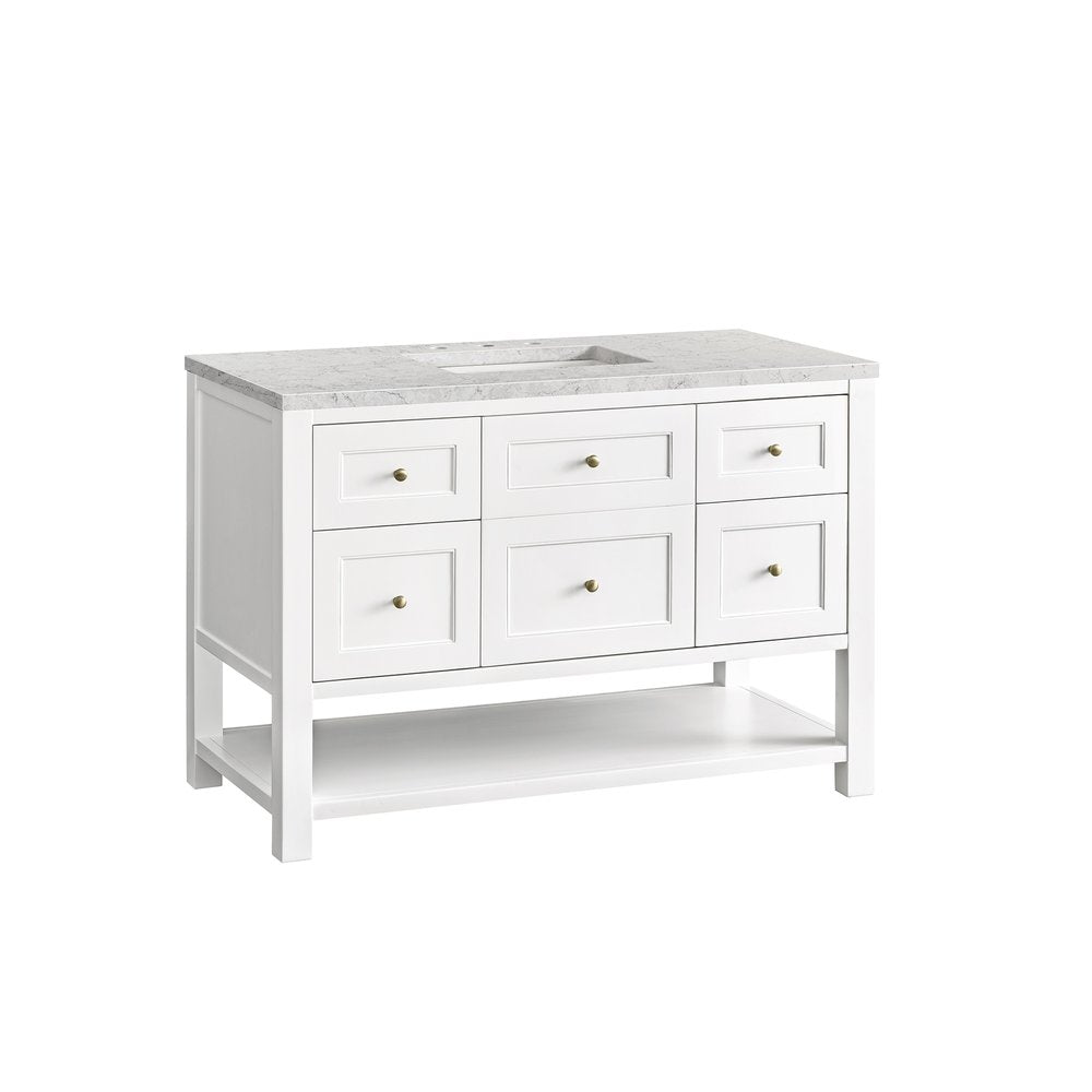 James Martin - Breckenridge 48" Single Vanity, Bright White w/ 3 CM Eternal Jasmine Pearl Top - 330-V48-BW-3EJP view 7