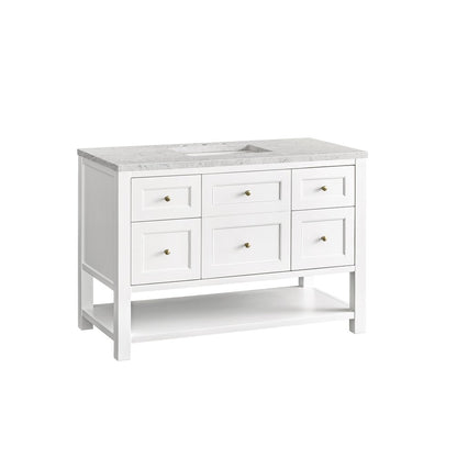 James Martin - Breckenridge 48" Single Vanity, Bright White w/ 3 CM Eternal Jasmine Pearl Top w/FreePower Wireless Charger - 330-V48-BW-FEJP view 9