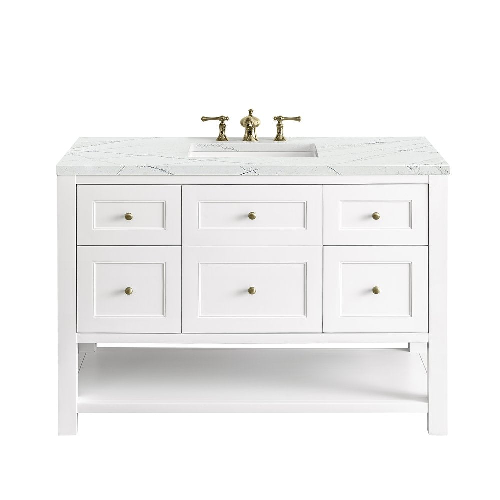 James Martin - Breckenridge 48" Single Vanity, Bright White w/ 3 CM Ethereal Noctis Top - 330-V48-BW-3ENC view 1