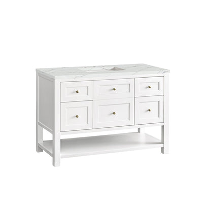 James Martin - Breckenridge 48" Single Vanity, Bright White w/ 3 CM Ethereal Noctis Top - 330-V48-BW-3ENC view 10