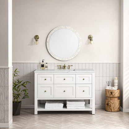 James Martin - Breckenridge 48" Single Vanity, Bright White w/ 3 CM Ethereal Noctis Top w/FreePower Wireless Charger - 330-V48-BW-FENC view 4