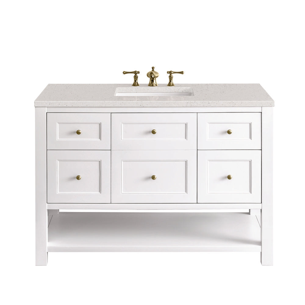 James Martin - Breckenridge 48" Single Vanity, Bright White w/ 3 CM Lime Delight Top - 330-V48-BW-3LDL view 1